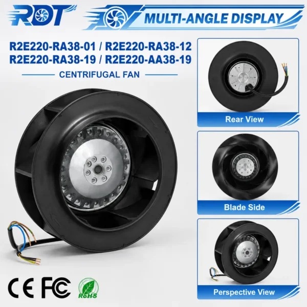 Centrifugal Blower, R2E220-RA38-19, 230VAC, 115W, 2800RPM - view 6