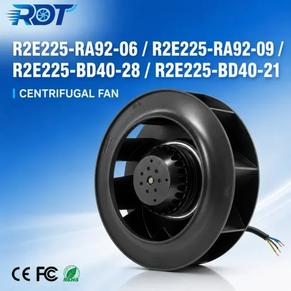 Centrifugal Blower, R2E225-BD40-21, 115VAC, 225mm, 1300CFM