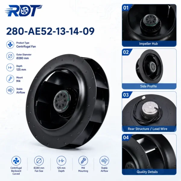 Centrifugal Blower, R2E280-AE52-13, 230V, 50Hz, 280mm - view 2