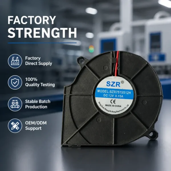 Centrifugal Blower, SZR7515, 5/12/24V, Brushless, 75x75x15mm - view 5