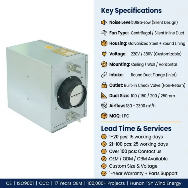 Centrifugal Duct Booster Fan, CFM, Inline, HVAC - view 5
