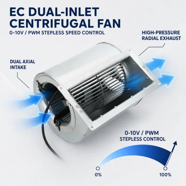 Centrifugal Duct Fan, EC-AC, 133mm, 3-Speed, Inline - view 4