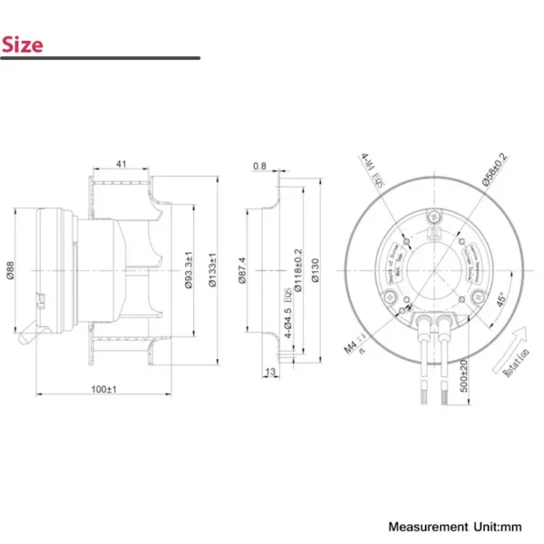 Centrifugal Fan, 0-10VDC/PWM, BLEC, 230VAC, 133MM - view 3