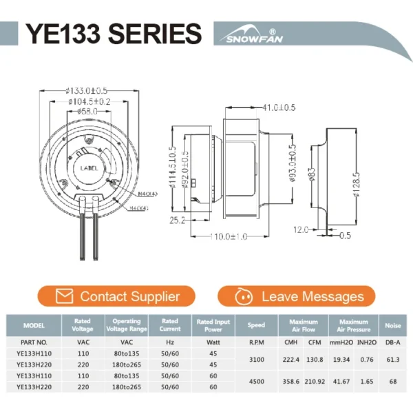 Centrifugal Fan, 133, 24V 48V, Plastic - view 6