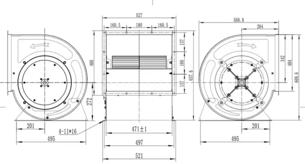 Centrifugal Fan, 15-15, Cast, 380V, 1500W - view 5