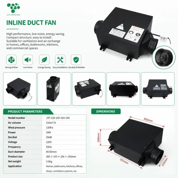 Centrifugal Fan, 150mm, 310m3/h, Inline - view 5