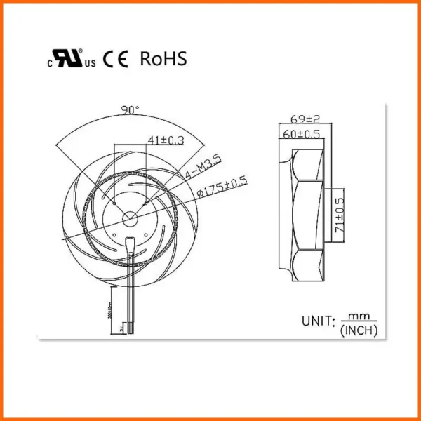 Centrifugal Fan, 17569, 175x69mm, 1500rpm-3600rpm, PWM - view 6