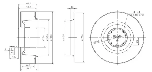 Centrifugal Fan, 190mm, 190x69mm, PA66 - view 5