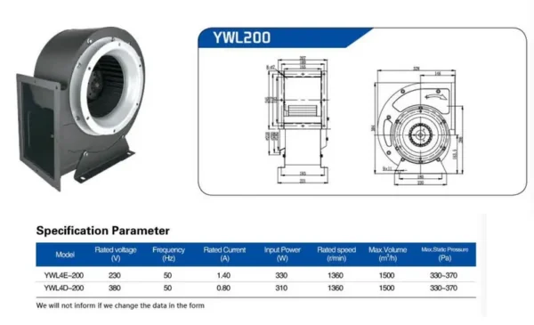 Centrifugal Fan, 200/250/280/300MM, Cast Iron - view 2