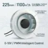 Centrifugal Fan, 225mm, 1200m/h, Brushless, Wall