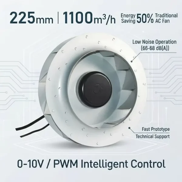 Centrifugal Fan, 225mm, 1200m/h, Brushless, Wall