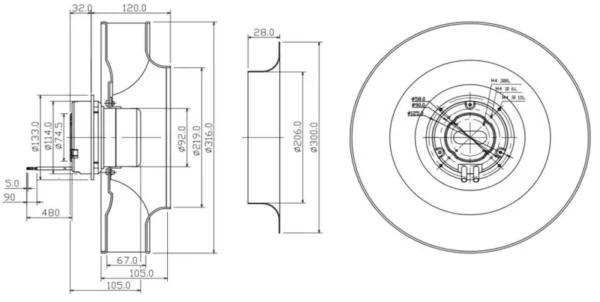 Centrifugal Fan, 310mm, BLDC, Wall, IP42 - view 5