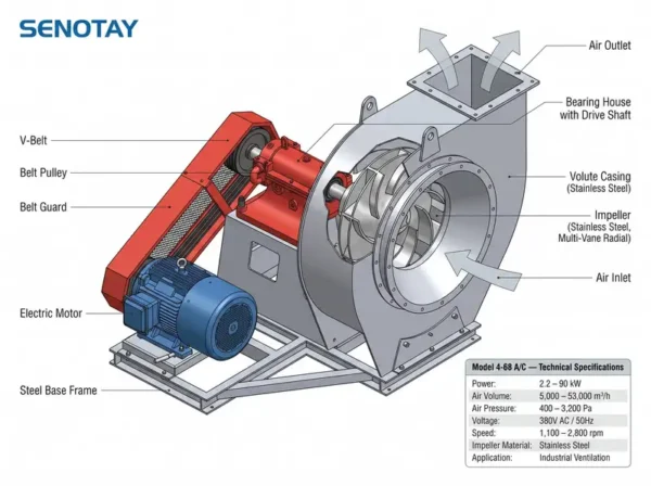 Centrifugal Fan, 4-68, 1100-2800, RPM, 380V - view 2