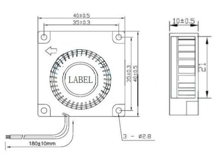 Centrifugal Fan, 40*40*10Mm, 12Volt, 4010, 12V - view 3