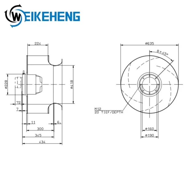 Centrifugal Fan, 630mm, ZIEHL-ABEGG, RH63M-6DK.6N.1R, 230V - view 3