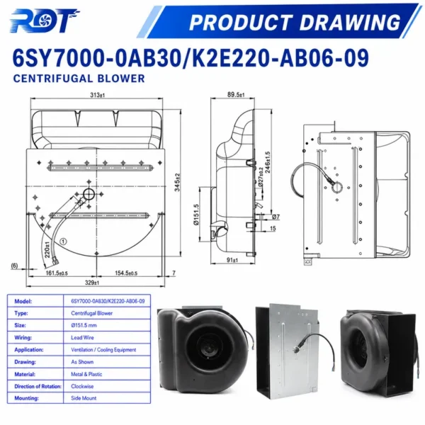 Centrifugal Fan, 6SY7000-0AB30, 230VAC, 220mm, 2700RPM - view 2