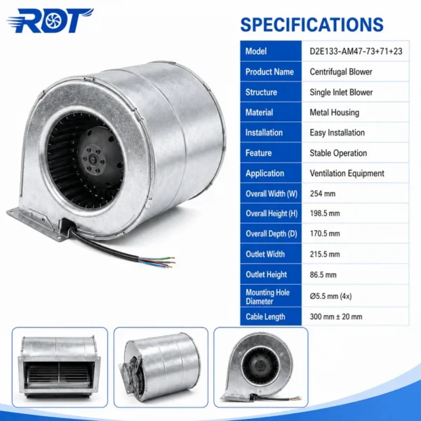 Centrifugal Fan, D2E133-AM47-73/71/23, 230 V, Corded Electric - view 2
