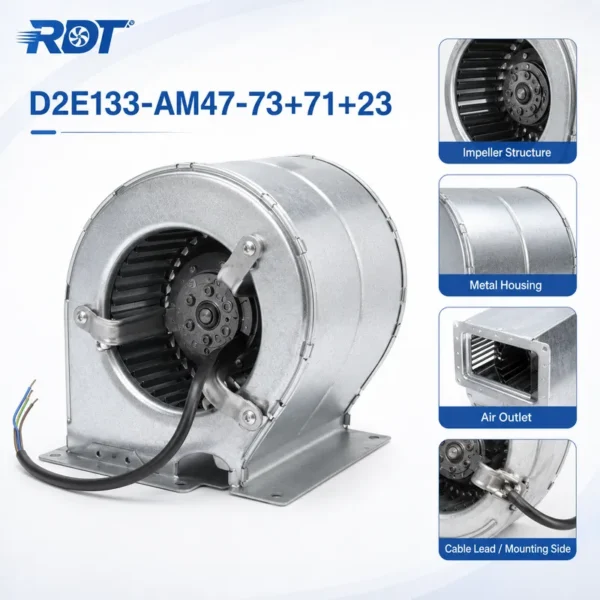 Centrifugal Fan, D2E133-AM47-73/71/23, 230 V, Corded Electric - view 6