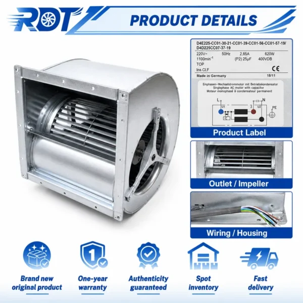 Centrifugal Fan, D4E225-CC01-30/57, 230V, 650W, Inverter - view 6