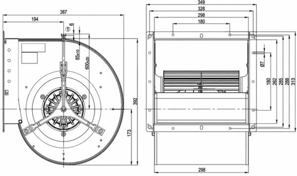 Centrifugal Fan, D4E250-CA01-01, 230V, Aluminum, IP20 - view 6