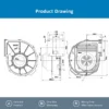 Centrifugal Fan, G3G250-GN04-11, 208VAC, 4900RPM, 1200W - view 4