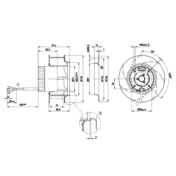 Centrifugal Fan, R1G133-AA17-02, 24V, 1.3A, 133MM - view 5