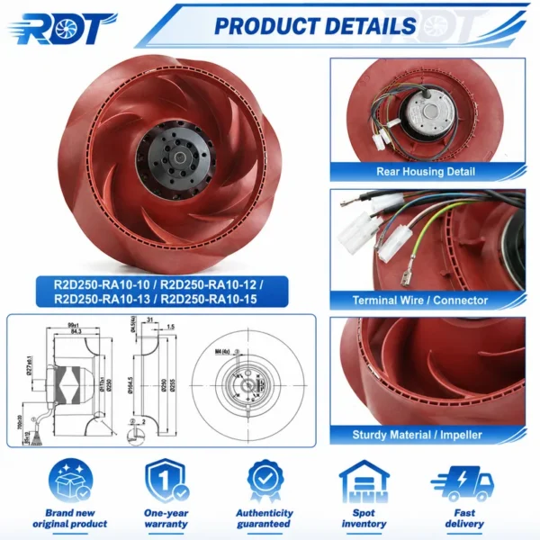 Centrifugal Fan, R2D250-RA10-13, 400VAC, 250mm, Inverter - view 5