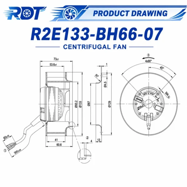 Centrifugal Fan, R2E133-BH66-07, 133mm - view 3