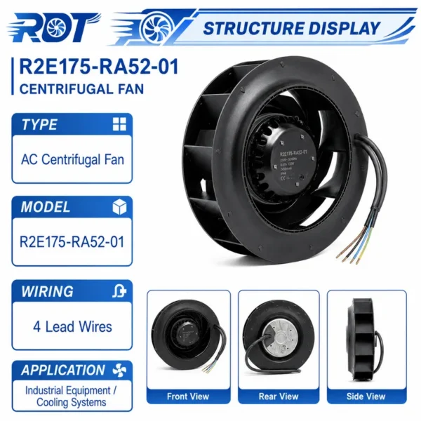 Centrifugal Fan, R2E175-RA52-01, 230VAC, 175mm, M2E052-CA - view 2