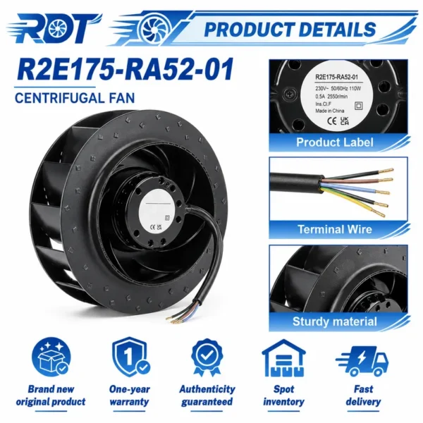 Centrifugal Fan, R2E175-RA52-01, 230VAC, 175mm, M2E052-CA - view 5