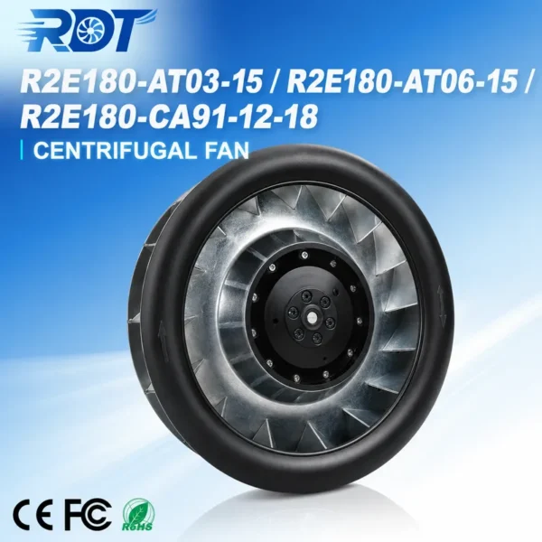 Centrifugal Fan, R2E180-AT06-15, 230V, 100W, 180mm