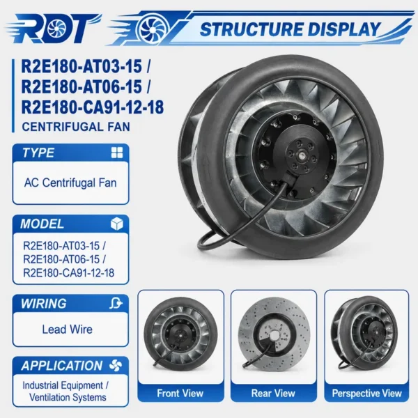 Centrifugal Fan, R2E180-AT06-15, 230V, 100W, 180mm - view 2