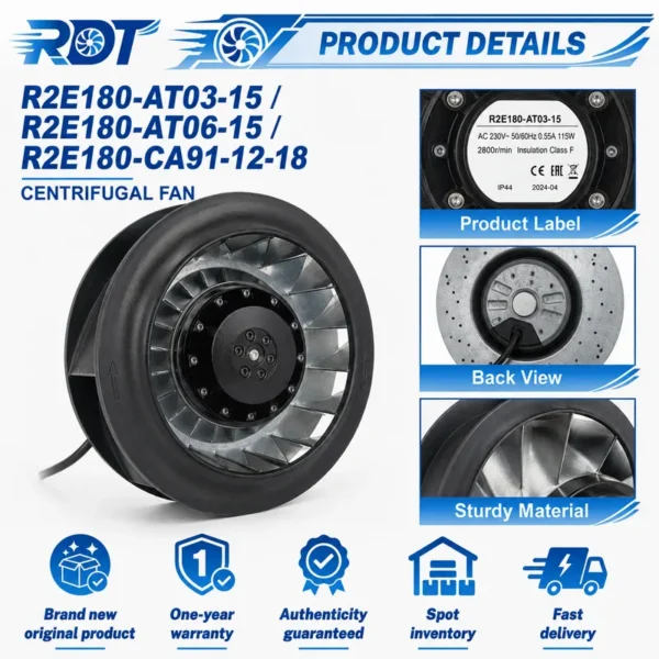 Centrifugal Fan, R2E180-AT06-15, 230V, 100W, 180mm - view 5