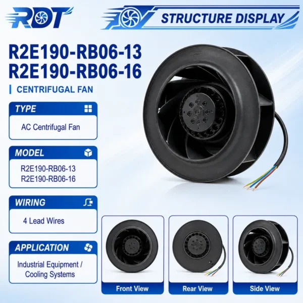 Centrifugal Fan, R2E190-RB06-16, 190mm, 230VAC, 450m3/h - view 2