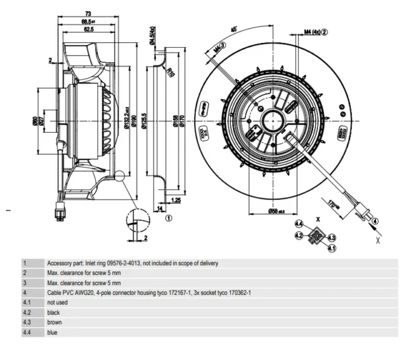 Centrifugal Fan, R2E190-RB86-12, 230V, 190mm, HRV - view 3