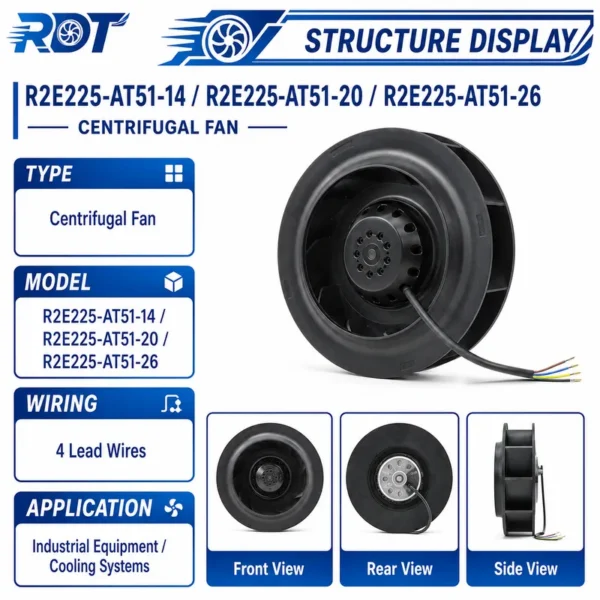 Centrifugal Fan, R2E225-AT51-26, 230V, 225mm, 150W - view 2