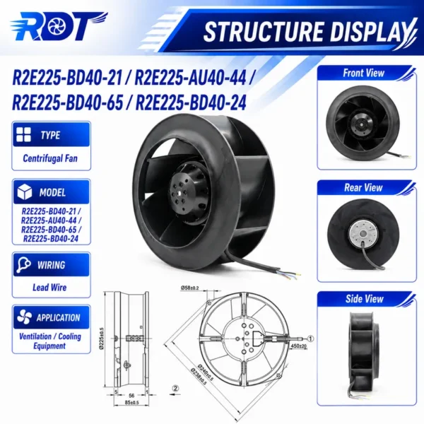 Centrifugal Fan, R2E225-AU40-44, 230VAC, 225mm, 1330m3/h - view 3