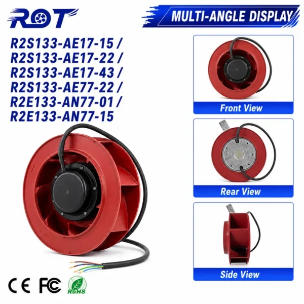 Centrifugal Fan, R2S133-AE17-15, 230V, 133mm, 188CFM - view 6