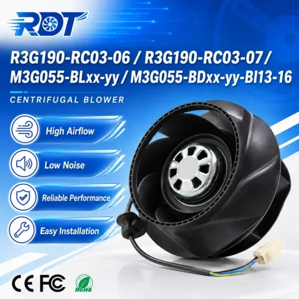 Centrifugal Fan, R3G190-RC03-06, 230V, 190mm, Inverter