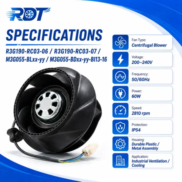 Centrifugal Fan, R3G190-RC03-06, 230V, 190mm, Inverter - view 2
