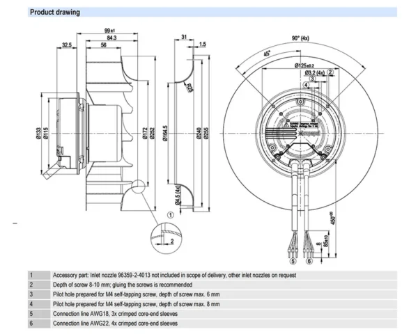 Centrifugal Fan, R3G250-AM50-01, 250mm, IP44 - view 4