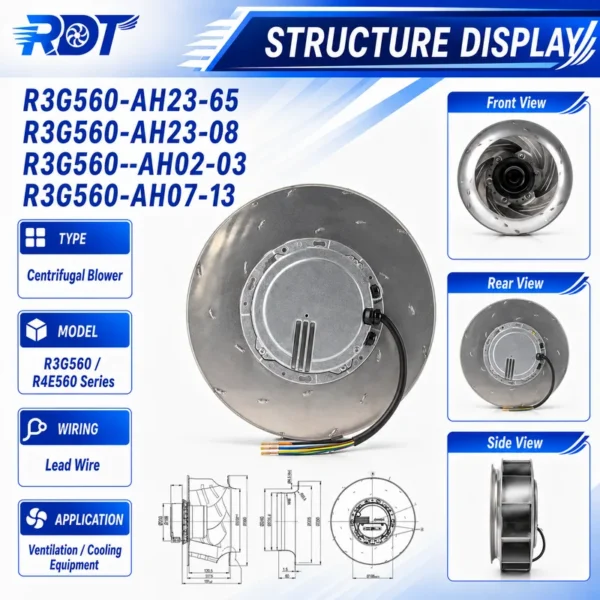Centrifugal Fan, R3G560-AH02-03, 380V, 3000W, 560mm - view 4