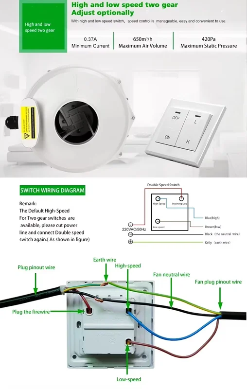 Centrifugal Fan, RUIBOYOU, 200mm, 220V/120V, 2800RPM - view 2