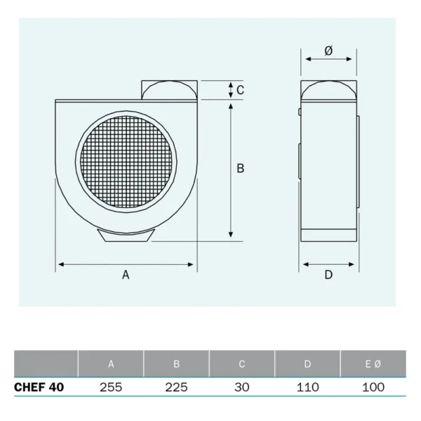 Centrifugal Kitchen Extractor, 100mm, 350, 60W, 91000400 - view 2