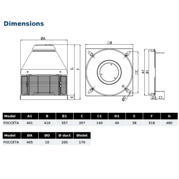 Centrifugal Roof Fan, 750, m3/h, steel, aluminium - view 3
