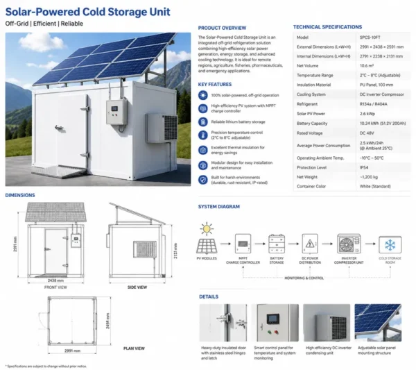 Cold Room Storage, Solar, 2.2~3kW (20m³), R404A - view 6