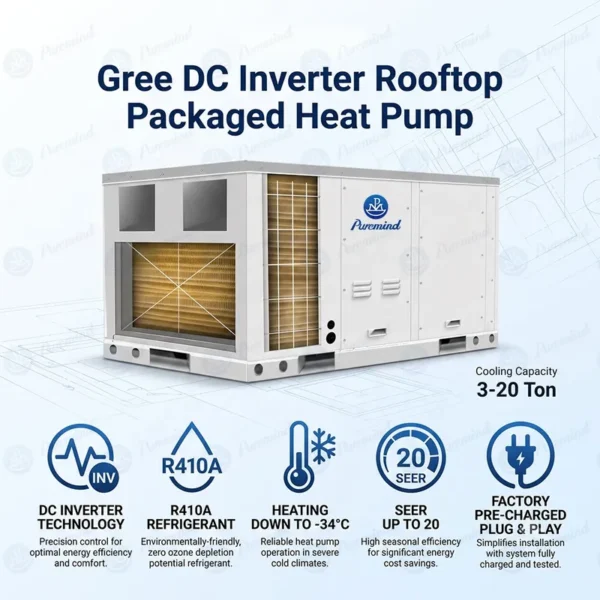 Commercial Rooftop Package Unit, R410A, HVAC, 2-5Ton, T3 - view 2