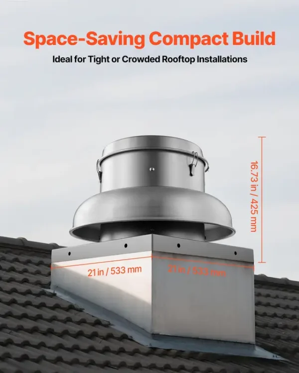 Compact Roof Exhaust Fan, 21inch, DC Power Supply - view 2