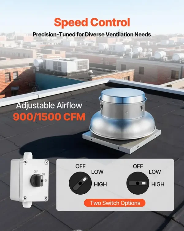 Compact Roof Exhaust Fan, 21inch, DC Power Supply - view 4