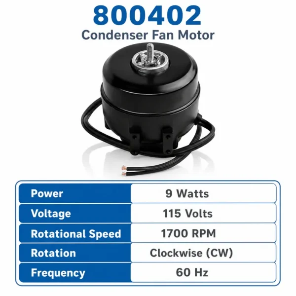 Condenser, 800402, 9W, 115V, 1700RPM - view 2